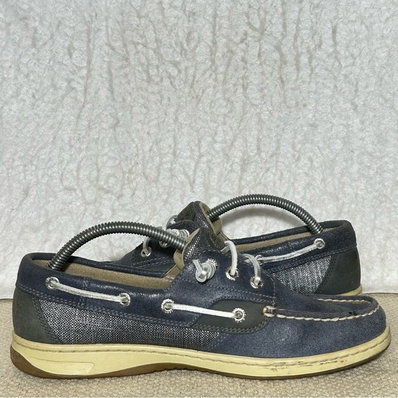 Sperry Womens Blue Leather/Fabric TopSider Boat Deck SlipOn Casual Shoes SZ 9 M - Picture 6 of 11